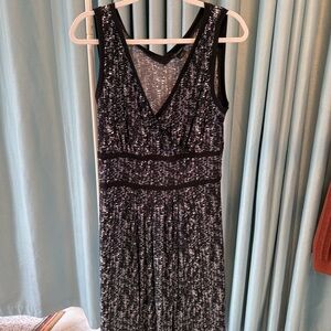 Ann Taylor Elegant Black and Silver Women's Dress - Medium